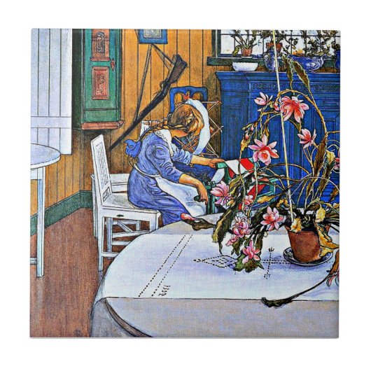 Bekend schilderij, Interieur met een cactus Tegeltje (Voorkant)