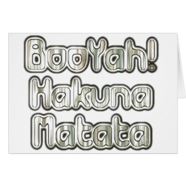 Bekende  BooYah Hakuna Matata Designer Kaart (Voorkant Horizontaal)