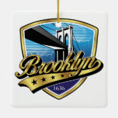 Bekende Brooklyn Minimalist Gold Swoosh Logo Desig Keramisch Ornament (Achterkant)