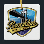 Bekende Brooklyn Minimalist Gold Swoosh Logo Desig Keramisch Ornament<br><div class="desc">Brooklyn Logo beroemd gemaakt door Swoosh Design door Edward Eksi</div>