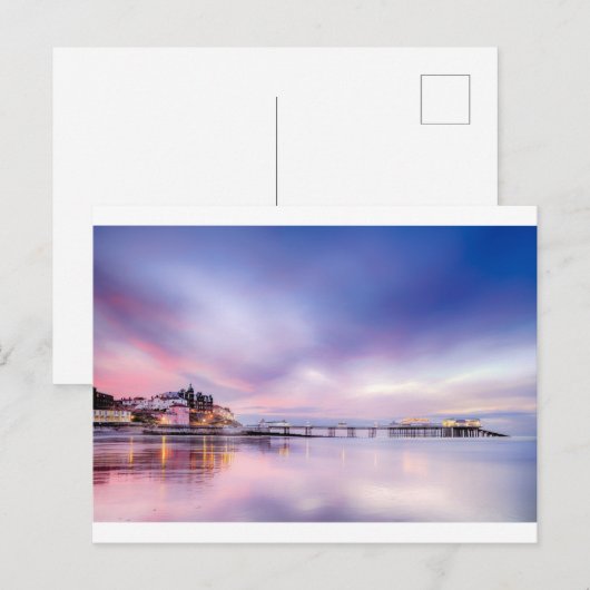 Bekende Cromer pier in Norfolk England met roze su Briefkaart (Voorkant / Achterkant)