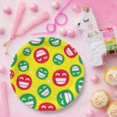 Bekende gezicht glimlachend ogen Emojis Red Green Papieren Bordje (Feest)