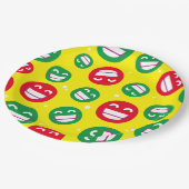 Bekende gezicht glimlachend ogen Emojis Red Green Papieren Bordje (Gekanteld)