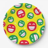 Bekende gezicht glimlachend ogen Emojis Red Green Papieren Bordje (Voorkant)