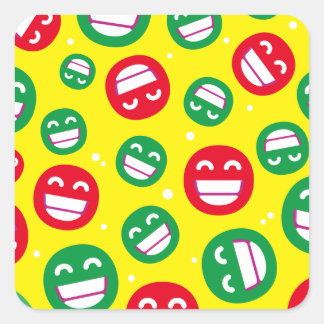 Bekende gezicht glimlachend ogen Emojis Red Green Vierkante Sticker