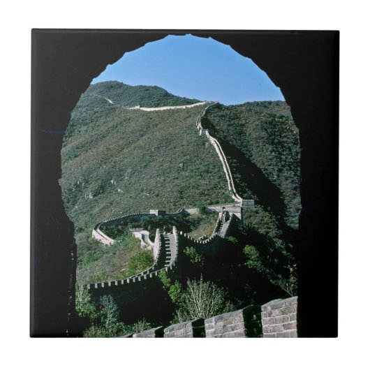 Bekende Grote Muur China - Beijing, Azië Tegeltje (Voorkant)