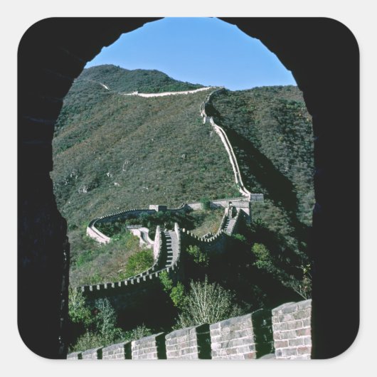 Bekende Grote Muur China - Beijing, Azië Vierkante Sticker (Voorkant)