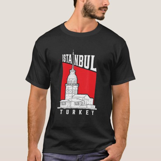 Bekende Istanbul Landmarks Maidenu2019s Tower Turk T-shirt (Voorkant)