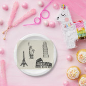 Bekende Landmarks Illustratie Papieren Bordje (Feest)