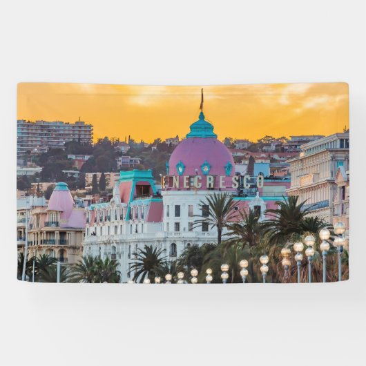 Bekende luxehotel Hotel Negresco in Nice Frankrijk Spandoek (Horizontaal)