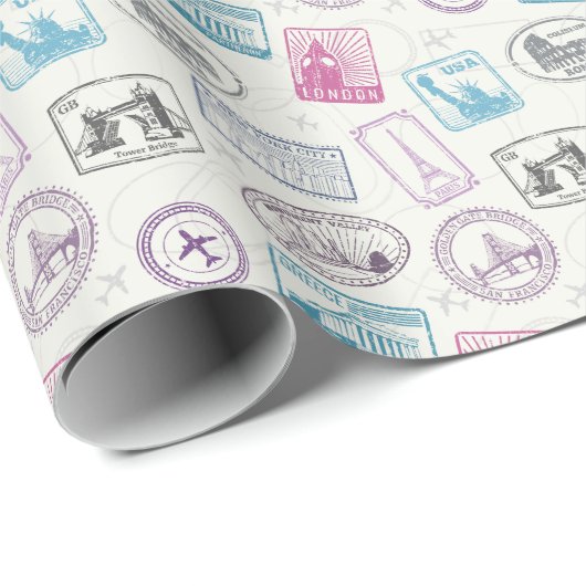 Bekende merktekens retro het patroon van de postma cadeaupapier (Rol Hoek)