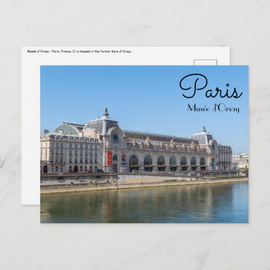 Bekende Musée d'Orsay - Parijs, Frankrijk, Europa Briefkaart (Voorkant / Achterkant)