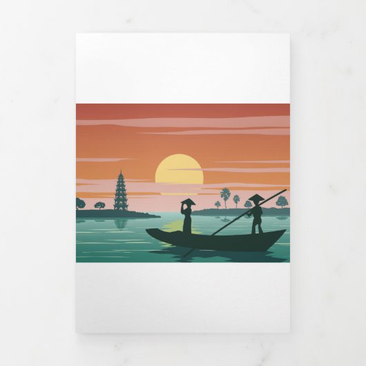 Bekende pagode in Vietnam Drieluik Wenskaart (Cover)