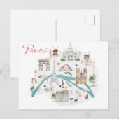 Bekende Paris landmarks ansichtkaart Briefkaart (Voorkant / Achterkant)
