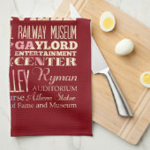 Bekende plaatsen in Nashville, Tennessee. Theedoek (Quarter Fold)