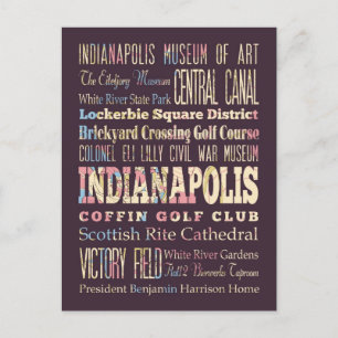Bekende plaatsen van Indianapolis, Indiana. Briefkaart