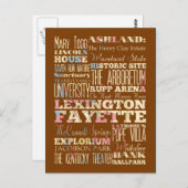 Bekende plaatsen van Lexington Fayette, Kentucky. Briefkaart (Voorkant / Achterkant)