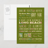 Bekende plekken van Long Beach, Californië. Briefkaart (Voorkant / Achterkant)