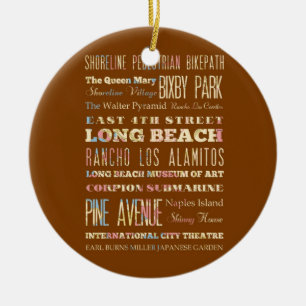 Bekende plekken van Long Beach, Californië. Keramisch Ornament