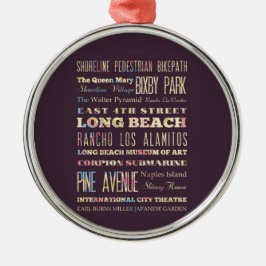 Bekende plekken van Long Beach, Californië. Metalen Ornament