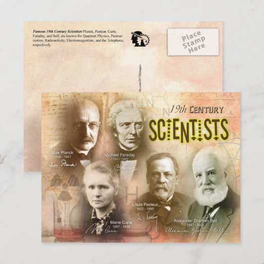 Bekende wetenschappers uit de 19e eeuw briefkaart (Voorkant / Achterkant)