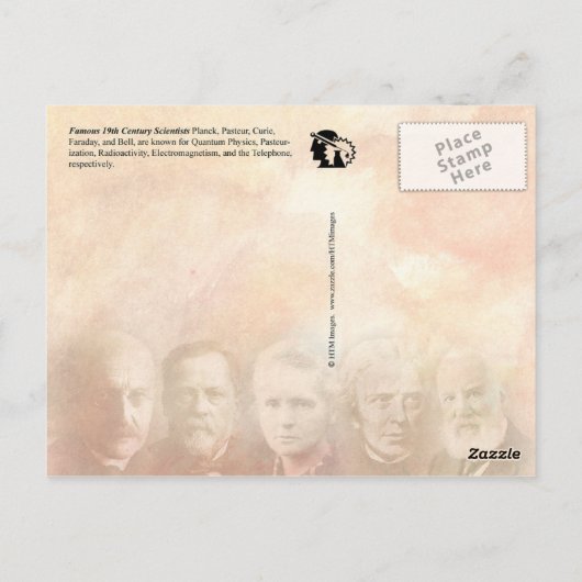 Bekende wetenschappers uit de 19e eeuw briefkaart (Achterkant)