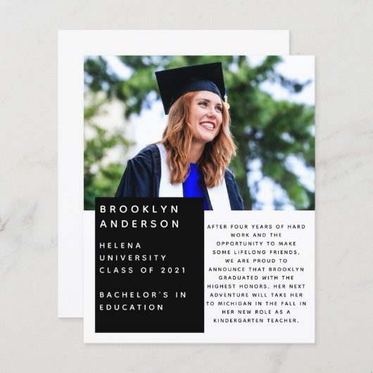 Bekendmaking Afstuderen BUDGET Photo Message (Voorkant / Achterkant)