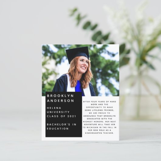 Bekendmaking Afstuderen BUDGET Photo Message (Staand voorkant)