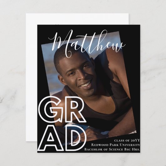 Bekendmaking Afstuderen BUDGET PHOTO Moderne klass (Voorkant / Achterkant)