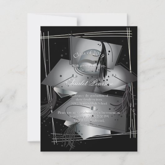 Bekendmaking afstuderen Celebration Black & White Kaart (Voorkant)