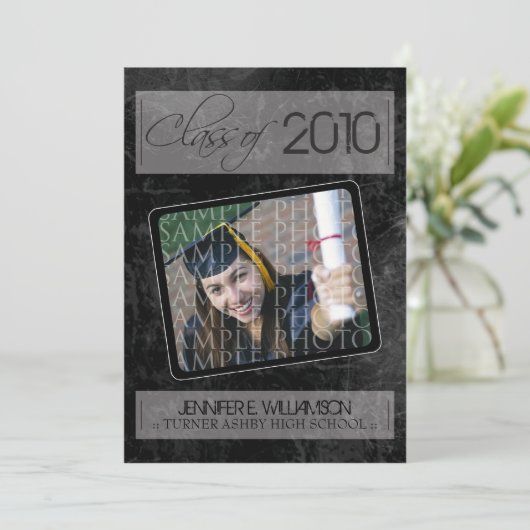 Bekendmaking Afstuderen Grunge Texture (zwart) Kaart (Staand voorkant)