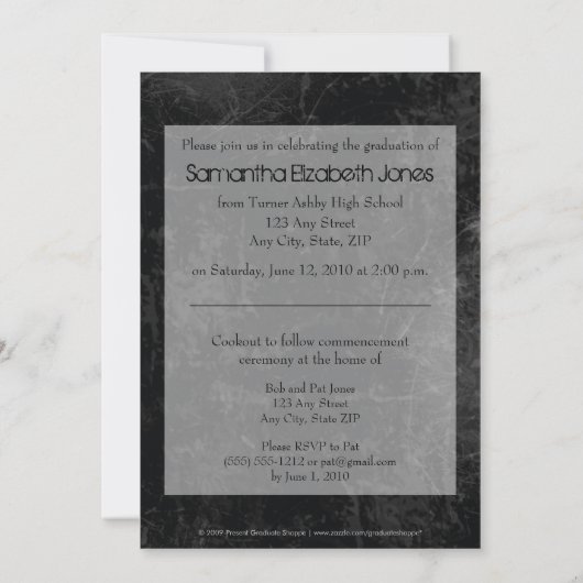 Bekendmaking Afstuderen Grunge Texture (zwart) Kaart (Achterkant)