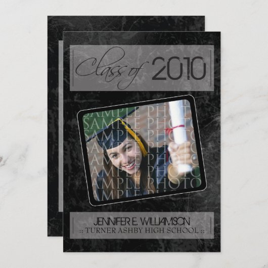 Bekendmaking Afstuderen Grunge Texture (zwart) Kaart (Voorkant / Achterkant)