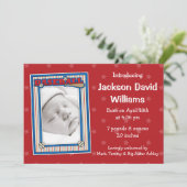 Bekendmaking Baseball Photo Birth Aankondiging (Staand voorkant)