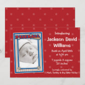 Bekendmaking Baseball Photo Birth Aankondiging (Voorkant / Achterkant)