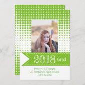 Bekendmaking Bright Green Pattern Foto Afstuderen Aankondiging (Voorkant / Achterkant)