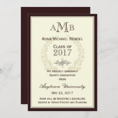 Bekendmaking bruin Elegant Monogram Afstuderen Aankondiging (Voorkant / Achterkant)