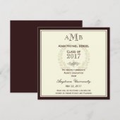 Bekendmaking bruin Elegant Monogram Afstuderen Aankondiging (Voorkant / Achterkant)