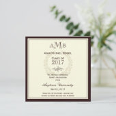 Bekendmaking bruin Elegant Monogram Afstuderen Aankondiging (Staand voorkant)