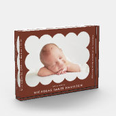 Bekendmaking bruine moderne gescand geboorte fotoblokken (Links)