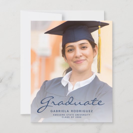 Bekendmaking budget Afstuderen foto blauw script (Voorkant)