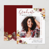 Bekendmaking budget Burgundy Floral Afstuderen (Voorkant / Achterkant)