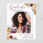 Bekendmaking budget Burgundy Floral Afstuderen (Voorkant)