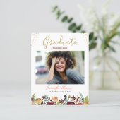 Bekendmaking budget Burgundy Floral Afstuderen (Staand voorkant)