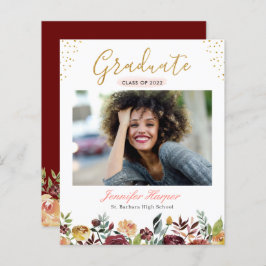 Bekendmaking budget Burgundy Floral Afstuderen