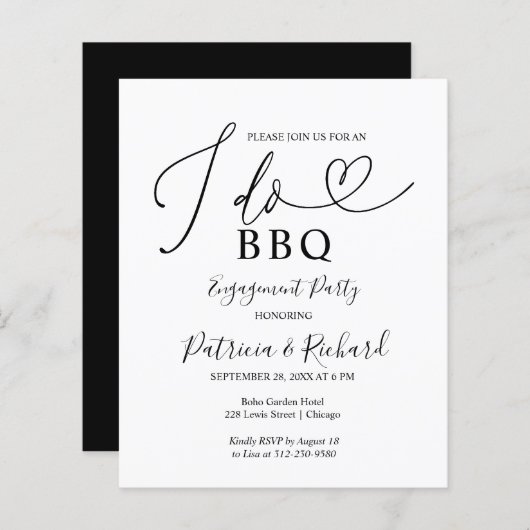 Bekendmaking budget I DO BBQ Engagement Party (Voorkant / Achterkant)