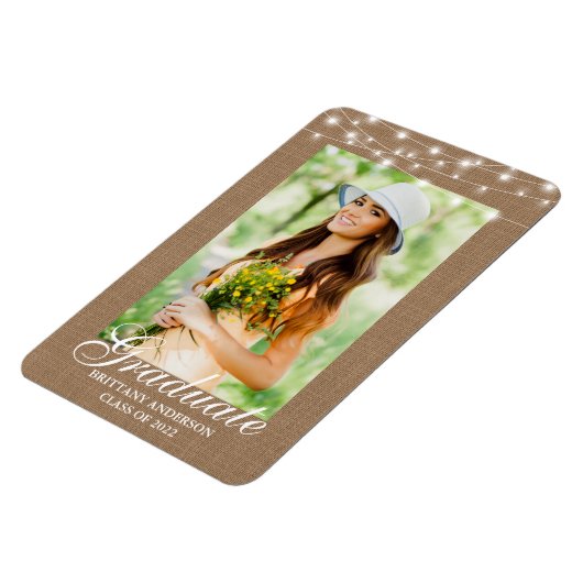 Bekendmaking Burlap Lights Foto Afstuderen Magneet (Linkerzijde)