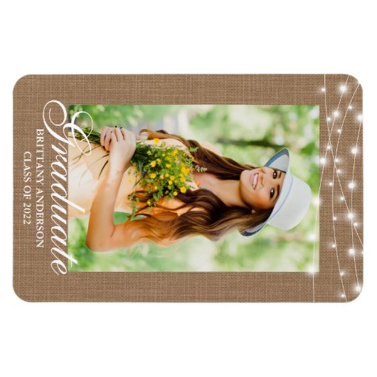 Bekendmaking Burlap Lights Foto Afstuderen Magneet (Horizontaal)