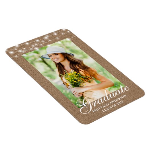 Bekendmaking Burlap Lights Foto Afstuderen Magneet (Rechterzijde)