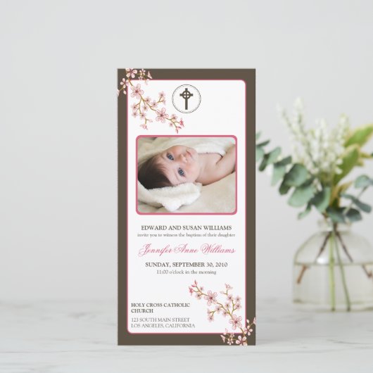 Bekendmaking Cherry Blossom Baptism (roze) (Staand voorkant)